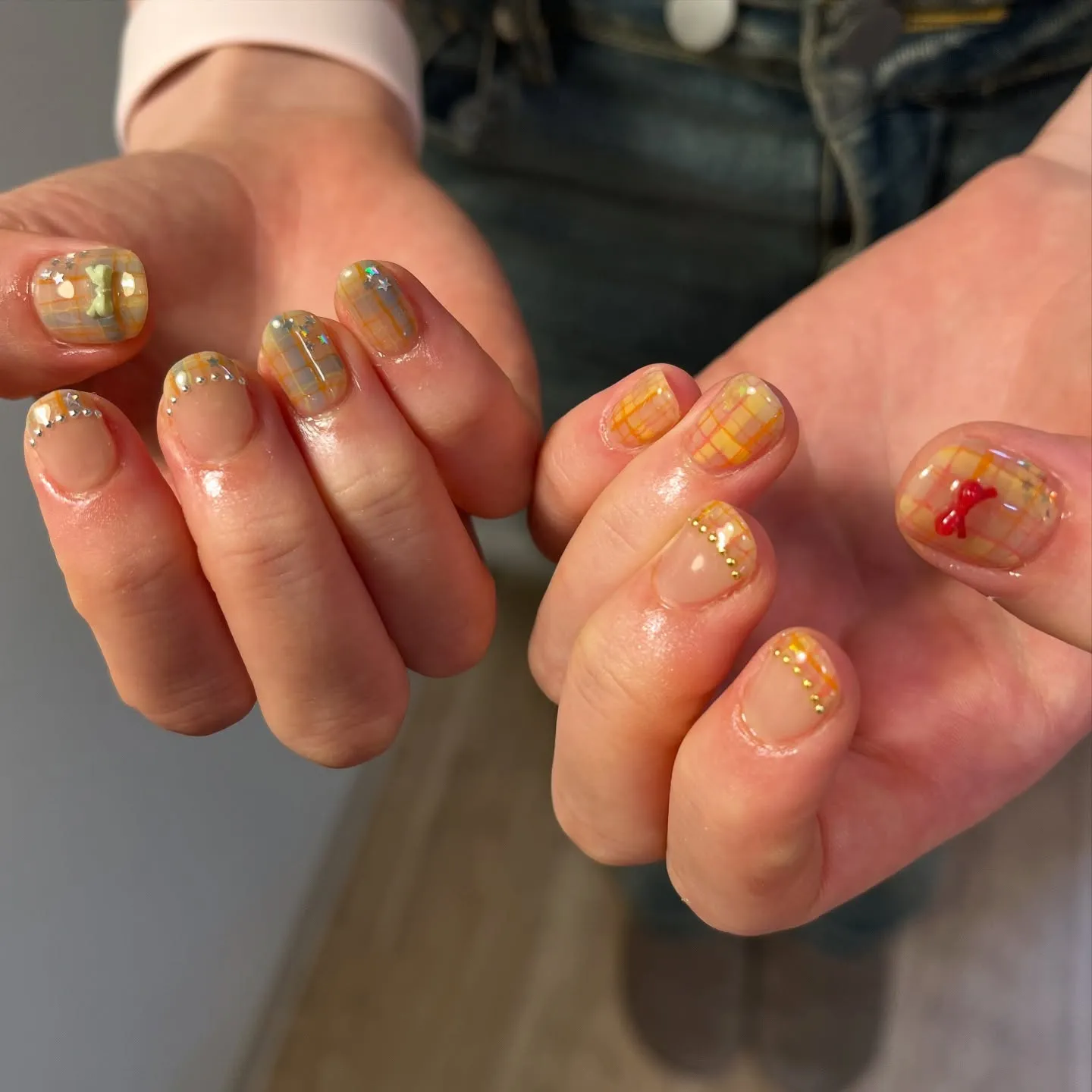 アシンメトリーでチェックネイル🛍✨