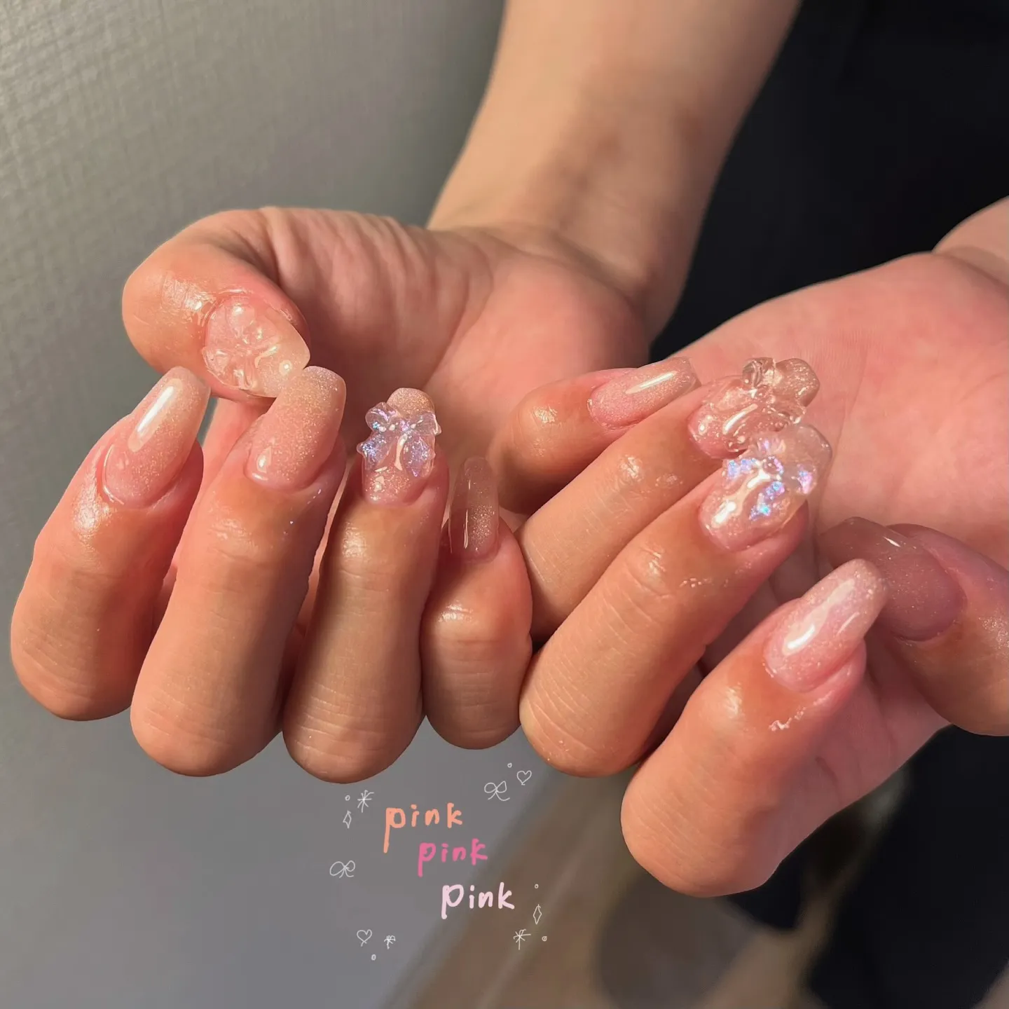 ピンクマグネット×リボンネイル🎀💕💓💗