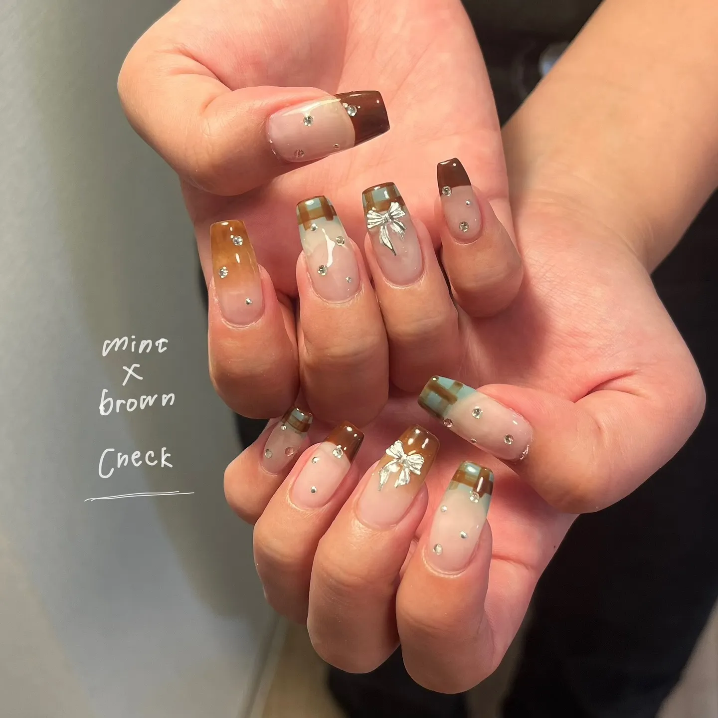 ミントチェック×ブラウン🌿
