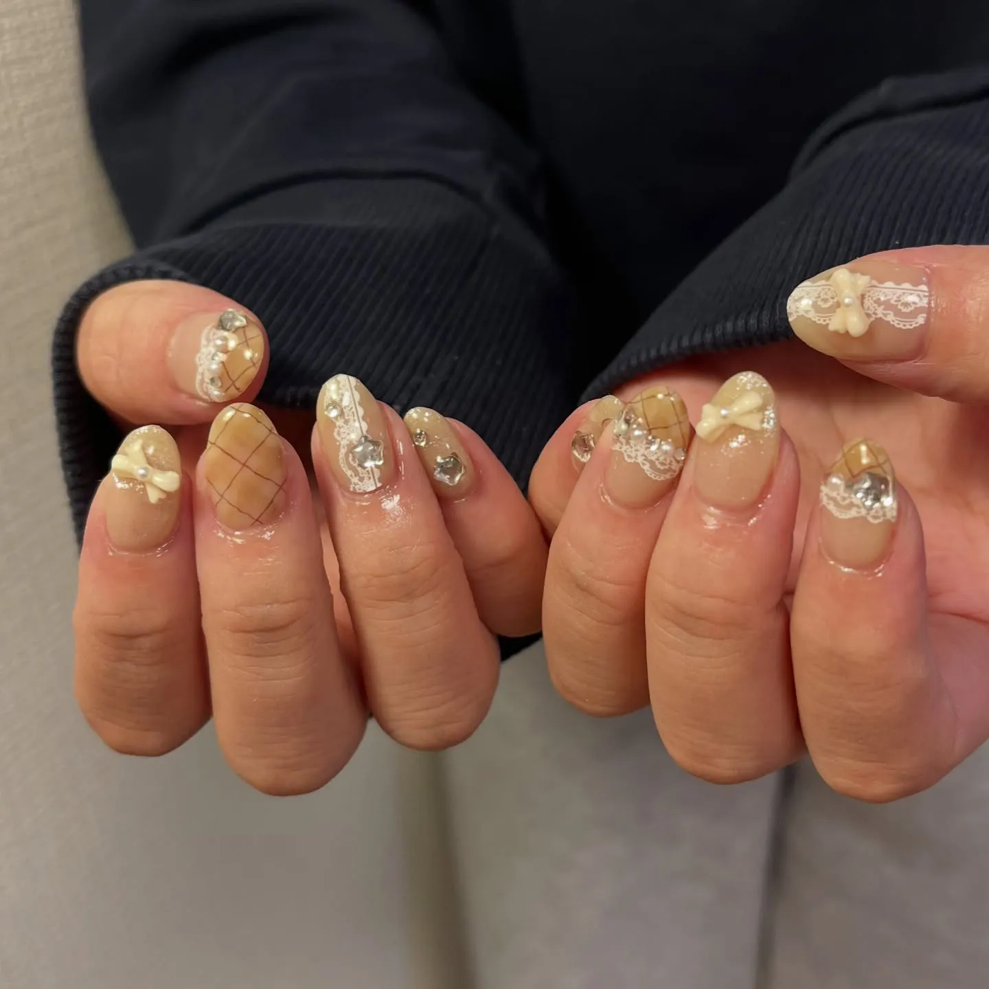 ブラウンチェック×レース🎀