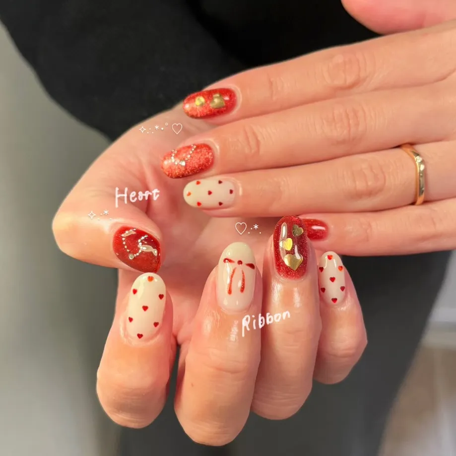 クリスマスハートネイル🎄♡