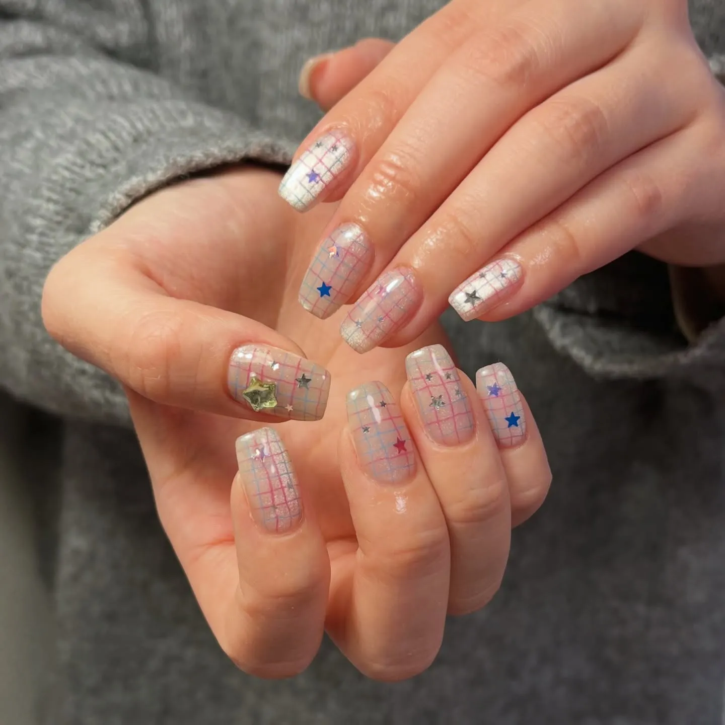 カラフルチェックネイル🎶