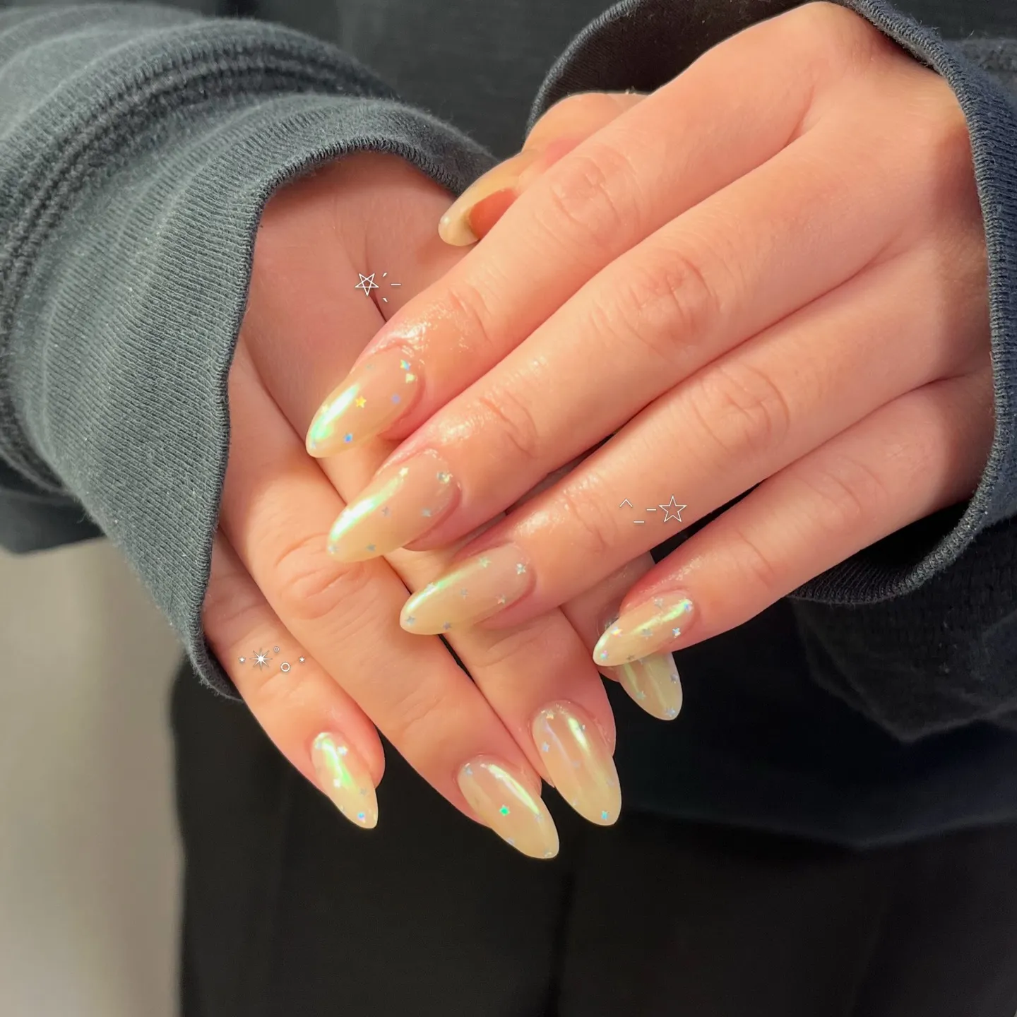 ベージュオーロラに星ドット✨