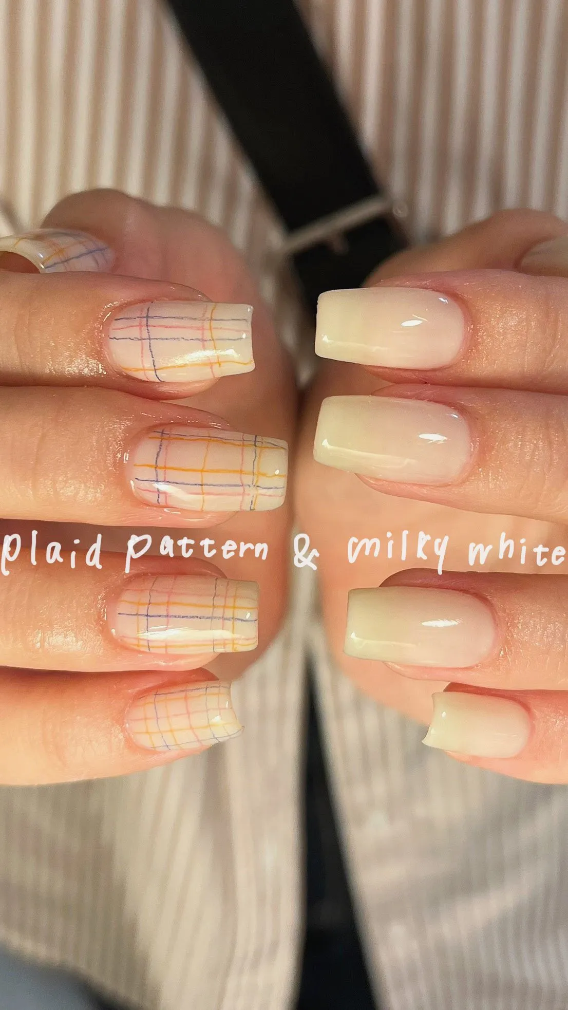 乳白色×チェック柄かわいい🎶