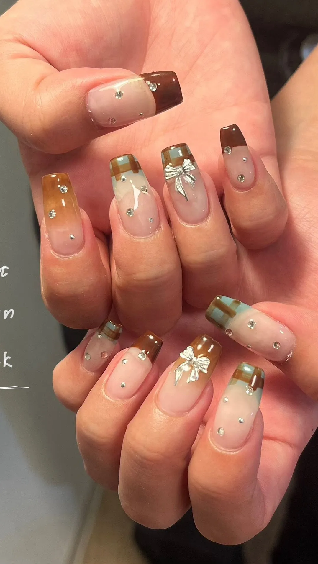 ミントチェック×ブラウン🌿