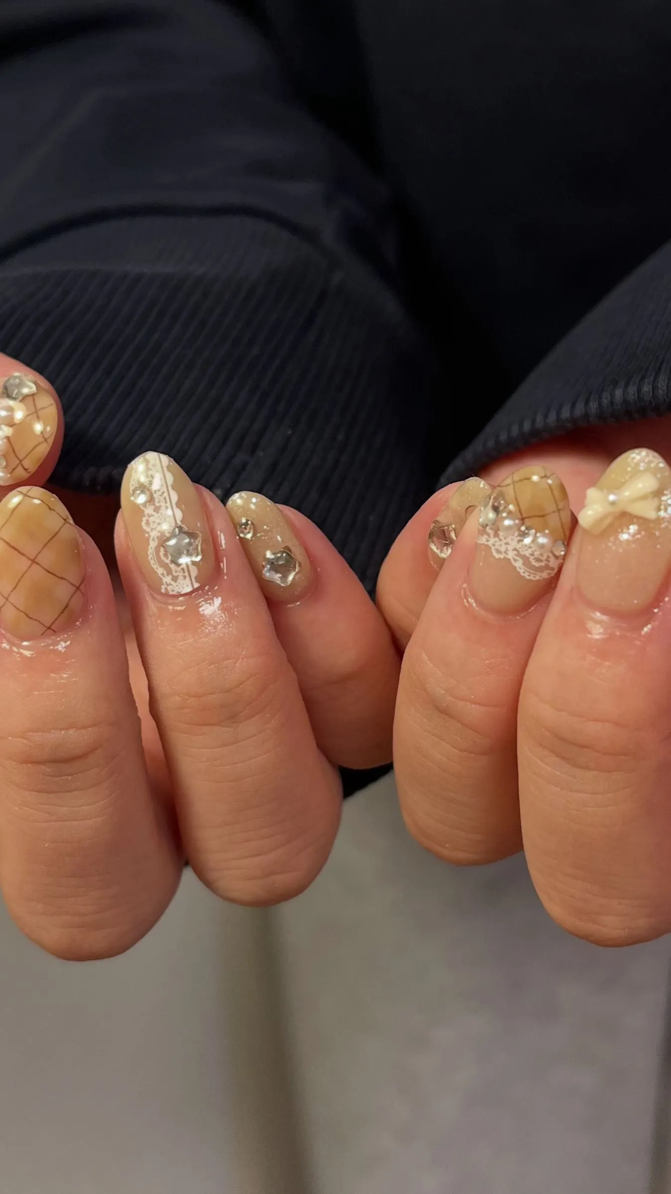 ブラウンチェック×レース🎀