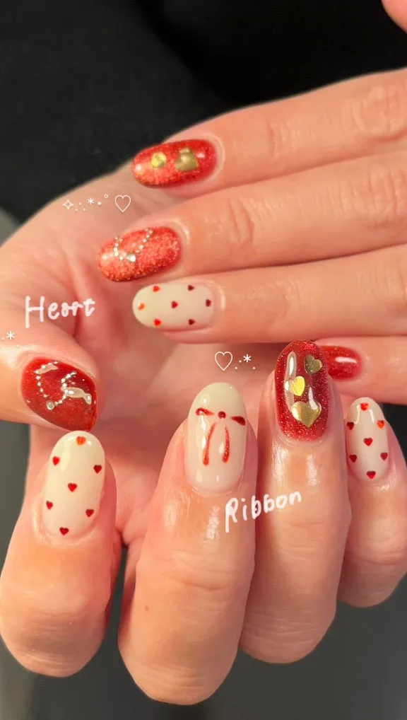 クリスマスハートネイル🎄♡