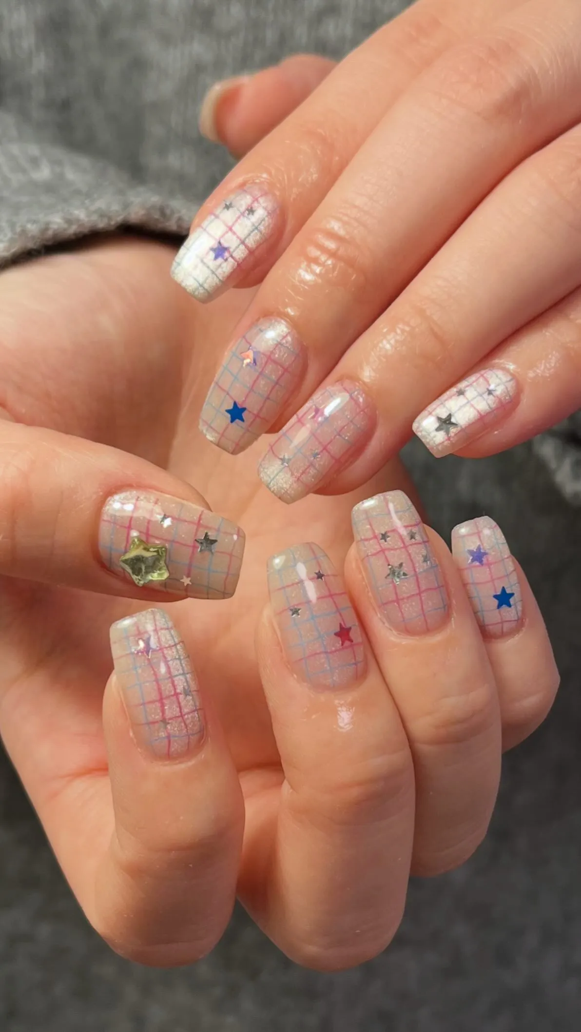 カラフルチェックネイル🎶